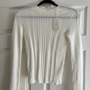 Vince Ribbed Stretch White Top